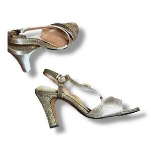 Vintage Animato Gold Strappy Heels Size 6.5M Slingback Sandals JC Penney